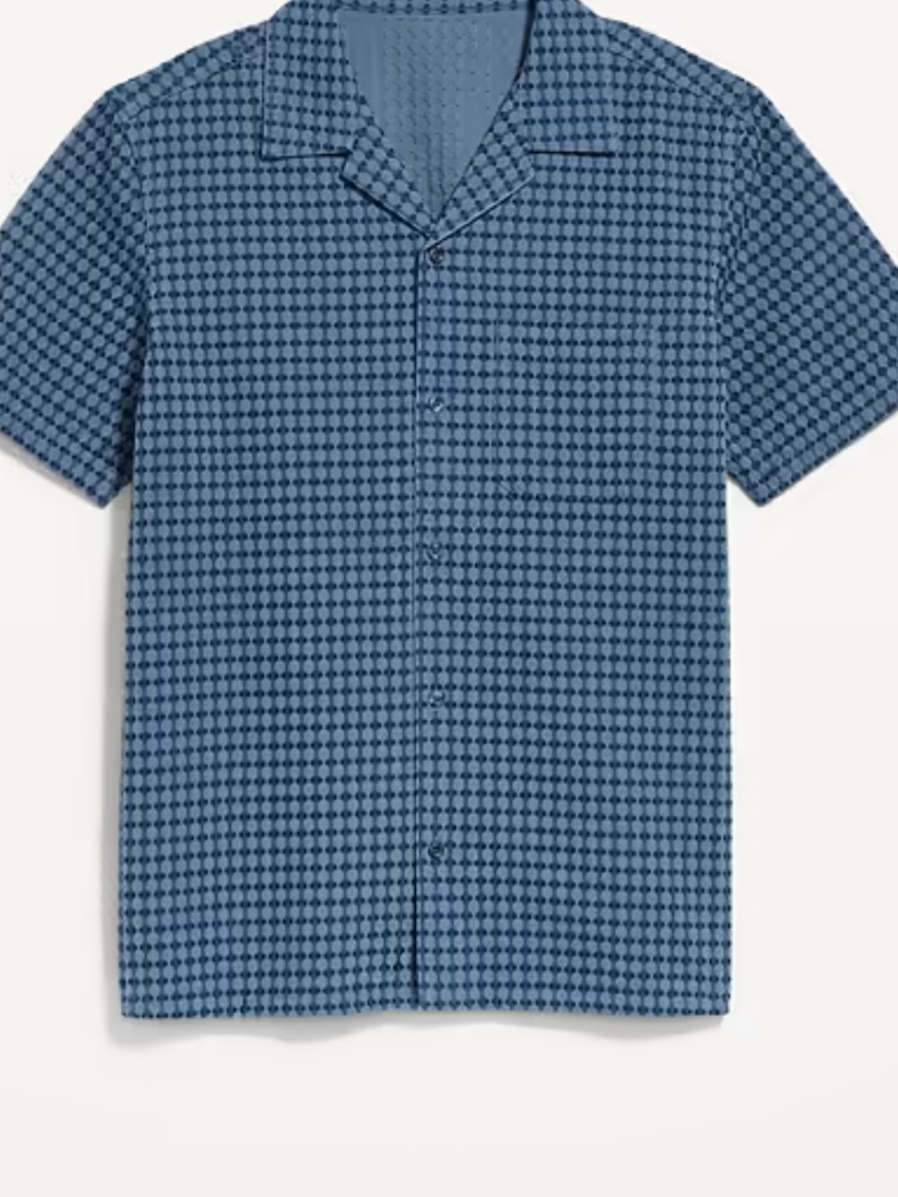 Old Navy Blue Short-Sleeve Button-Down with Geometric Print